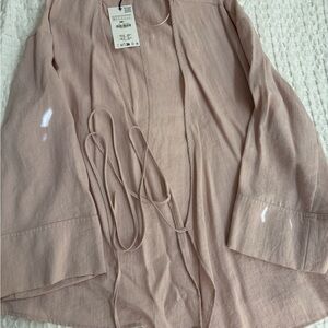 Zara Blush Pink Textured wrap kimono
